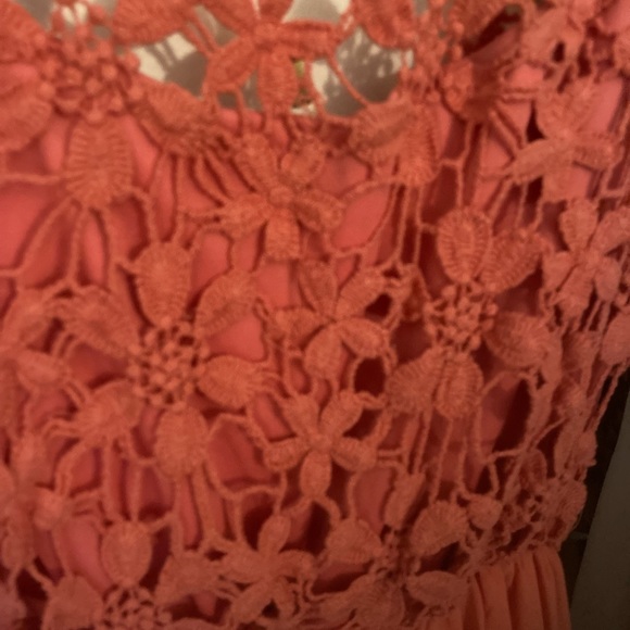 Never Worn. Lace Top, Rib Stitched Waistline, Low Back Maxi Dress. - Picture 2 of 3